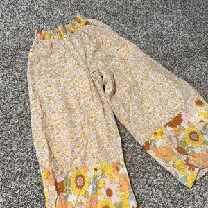 American Eagle Outfitters Floral Wide Leg Pants - Yellow and Orange